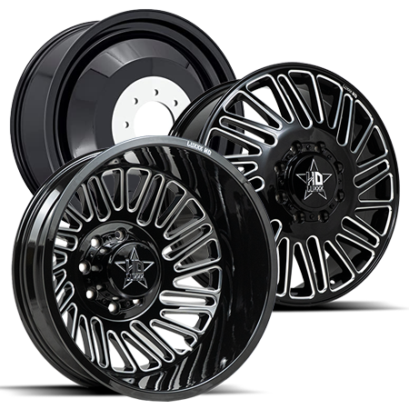20X8.25 LUXXX HD DUALLY HD19 WITH 8X200 BOLT PATTERN - GLOSS BLACK & MILLED