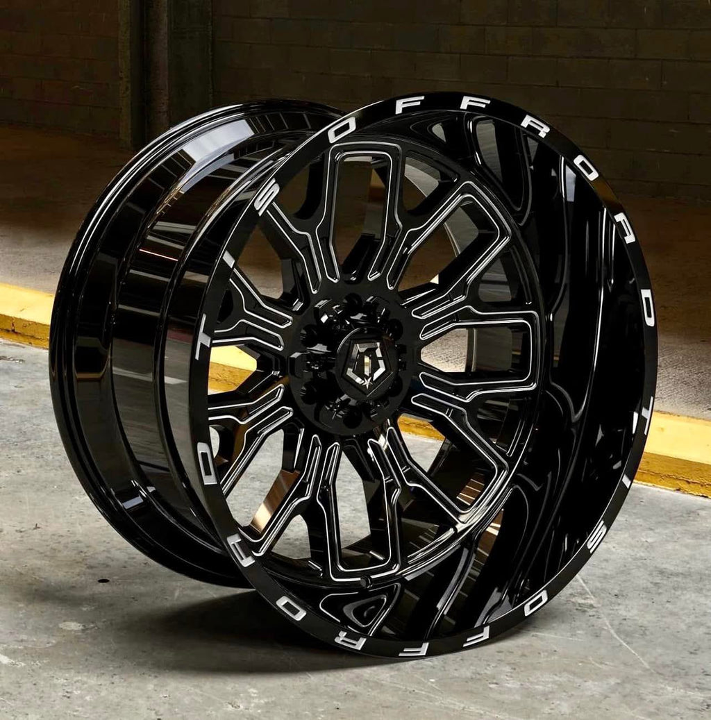 20X12 TIS 560BM OFF-ROAD WHEELS - 8X170 WITH -44 OFFSET - GLOSS BLACK & MILLED