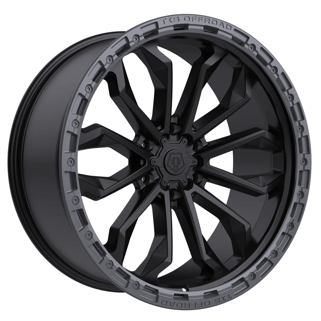 20X10 TIS OFF-ROAD 556BA WHEELS 8X6.5(165.1) -20 OFFSET - BLACK WITH ANTHRACITE LIP RING