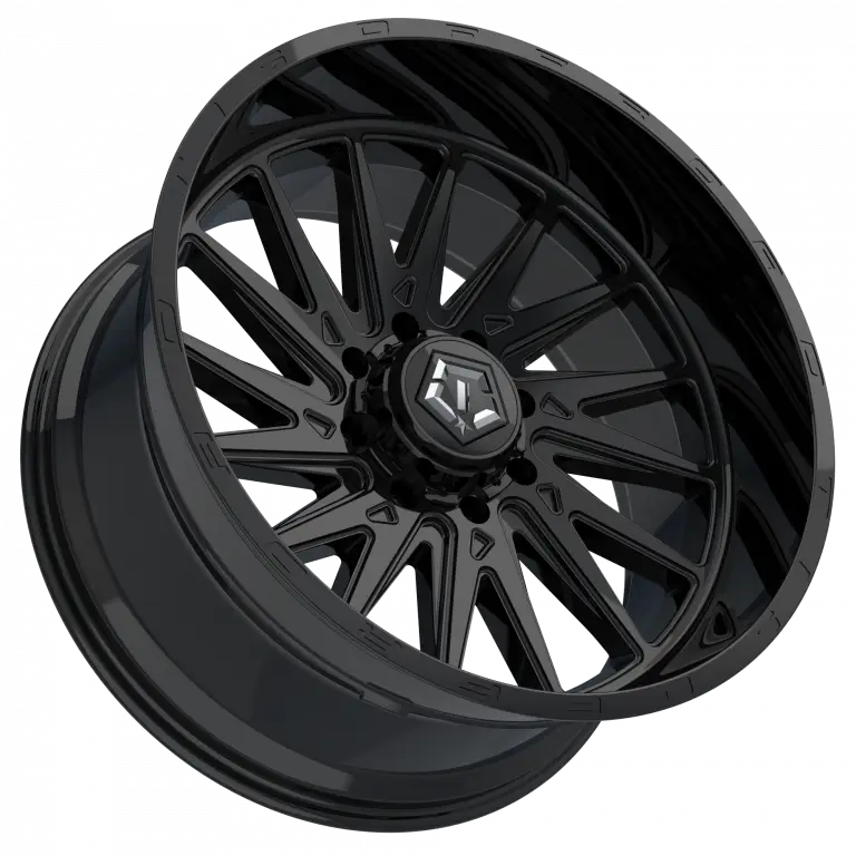 18X9 TIS 547B OFF-ROAD WHEELS WITH 5X5.00/5X5.50  BOLT PATTERN AND +00 OFFSET - GLOSS BLACK