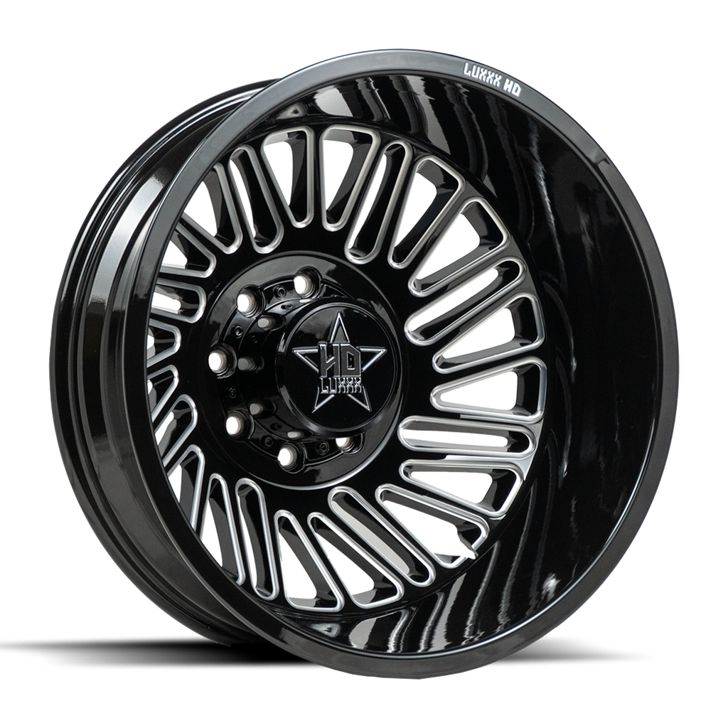 20X8.25 LUXXX HD DUALLY HD19 WITH 8X200 BOLT PATTERN - GLOSS BLACK & MILLED