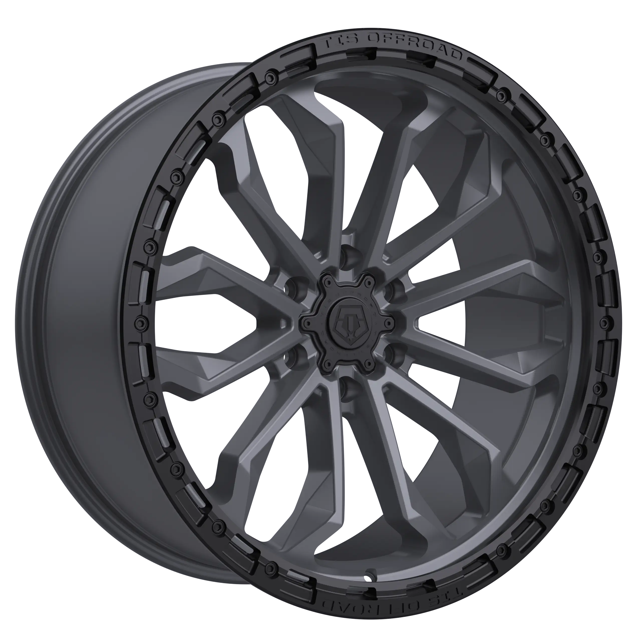 20X10 TIS OFF-ROAD 556AB WHEELS 8X180 -20 OFFSET - ANTHRACITE WITH BLACK LIP RING