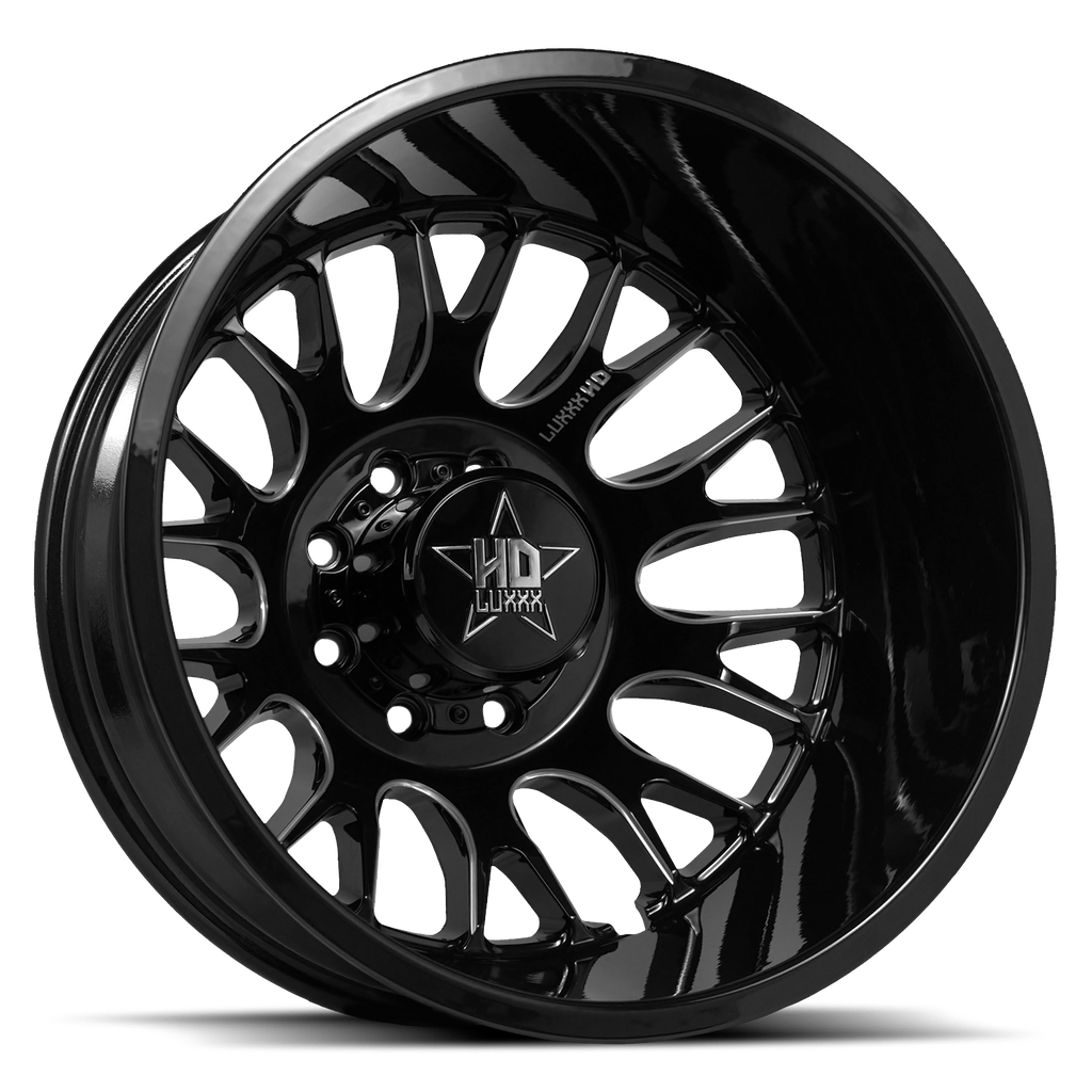 20X8.25 LUXXX HD DUALLY HD34 WITH 8X200 BOLT PATTERN - GLOSS BLACK & MILLED