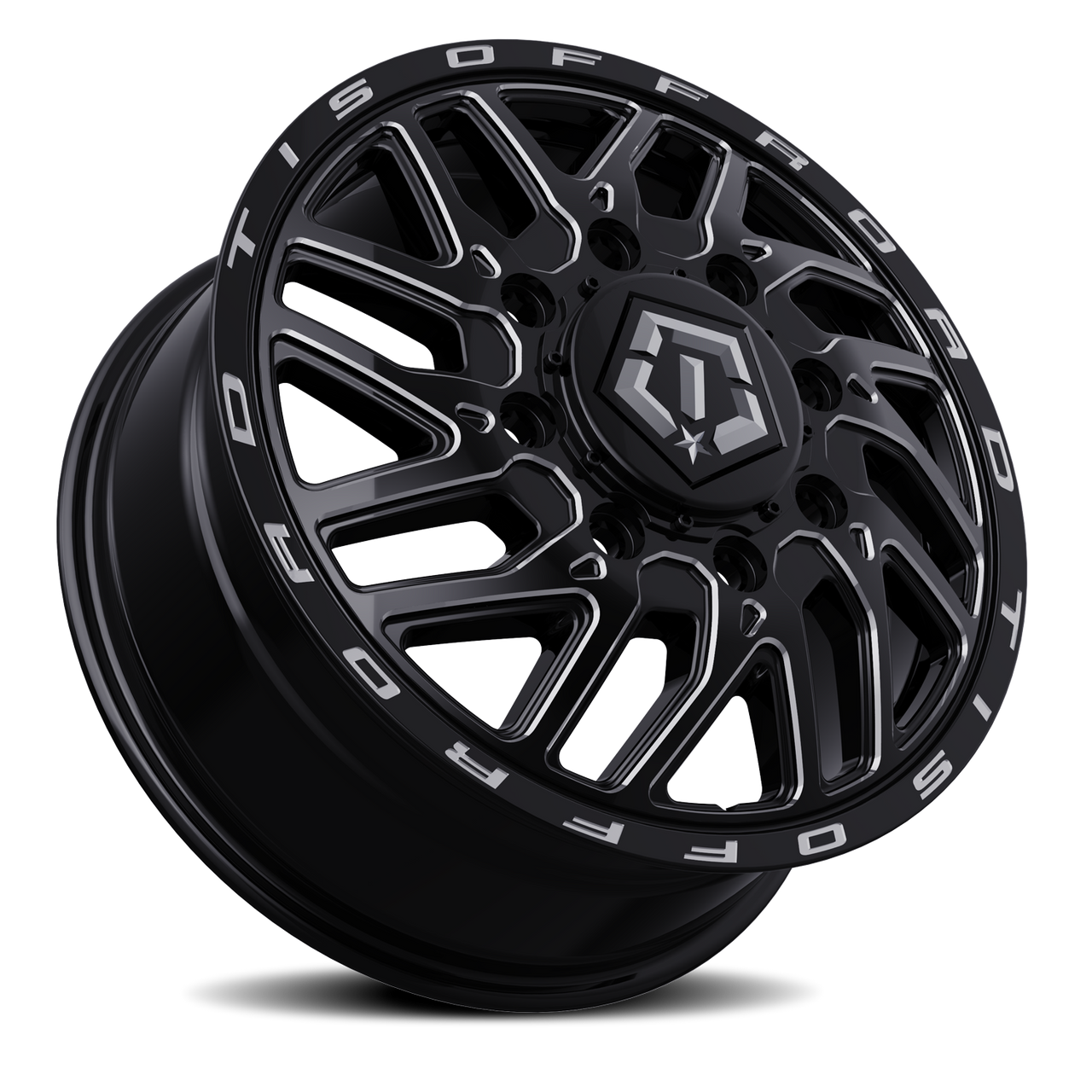 17X6.5 TIS 544BM Front Dually Wheels with +129mm Offset and 8X200 Bolt Pattern - Gloss Black & Milled