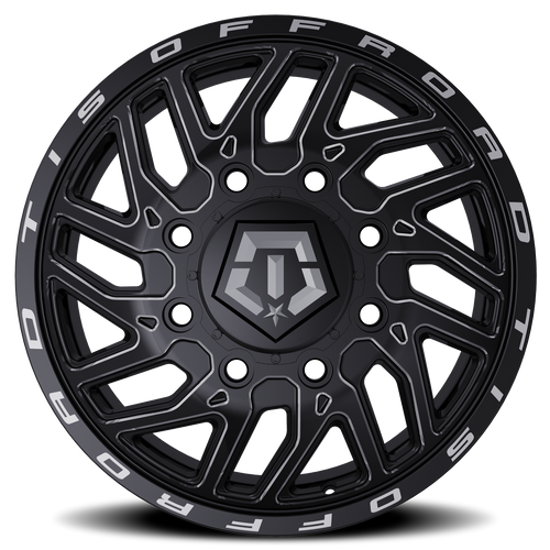 17X6.5 TIS 544BM Front Dually Wheels with +129mm Offset and 8X200 Bolt Pattern - Gloss Black & Milled