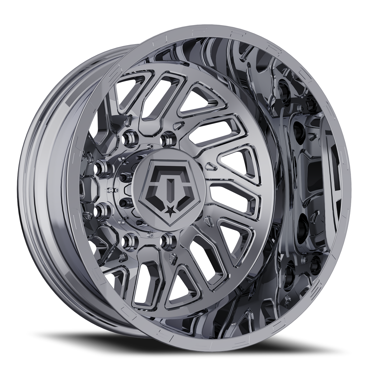17X6.5 TIS 544C Rear Outer Dually Wheels with -140mm Offset and 8X200 Bolt Pattern - Chrome