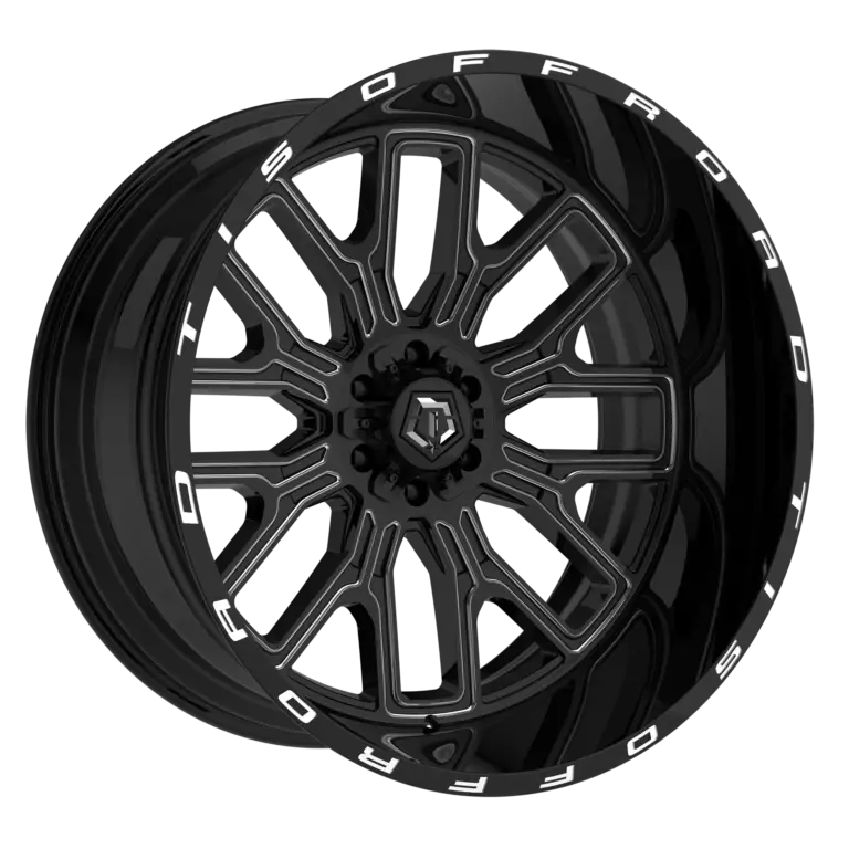 22X12 TIS 560BM OFF-ROAD WHEELS - 5X5.0/5X5.50 WITH -44 OFFSET - GLOSS BLACK & MILLED
