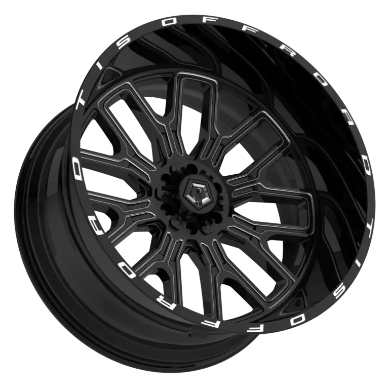 22X12 TIS 560BM OFF-ROAD WHEELS - 5X5.0/5X5.50 WITH -44 OFFSET - GLOSS BLACK & MILLED