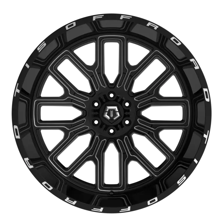 22X12 TIS 560BM OFF-ROAD WHEELS - 5X5.0/5X5.50 WITH -44 OFFSET - GLOSS BLACK & MILLED