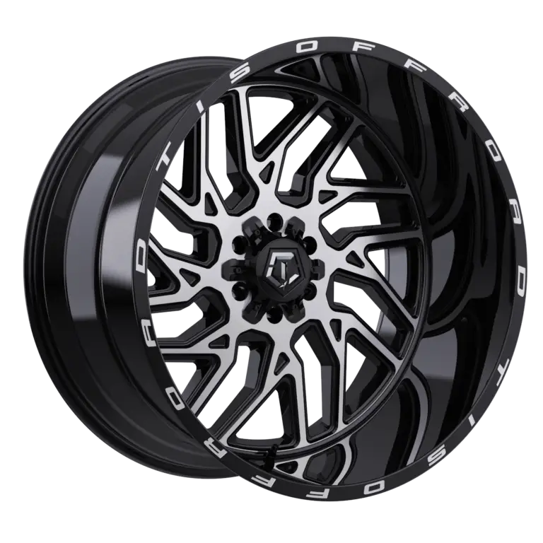 20X12 TIS 544MB OFF-ROAD WHEELS WITH 8X170 BOLT PATTERN AND -44 OFFSET - GLOSS BLACK & MACHINED FACE
