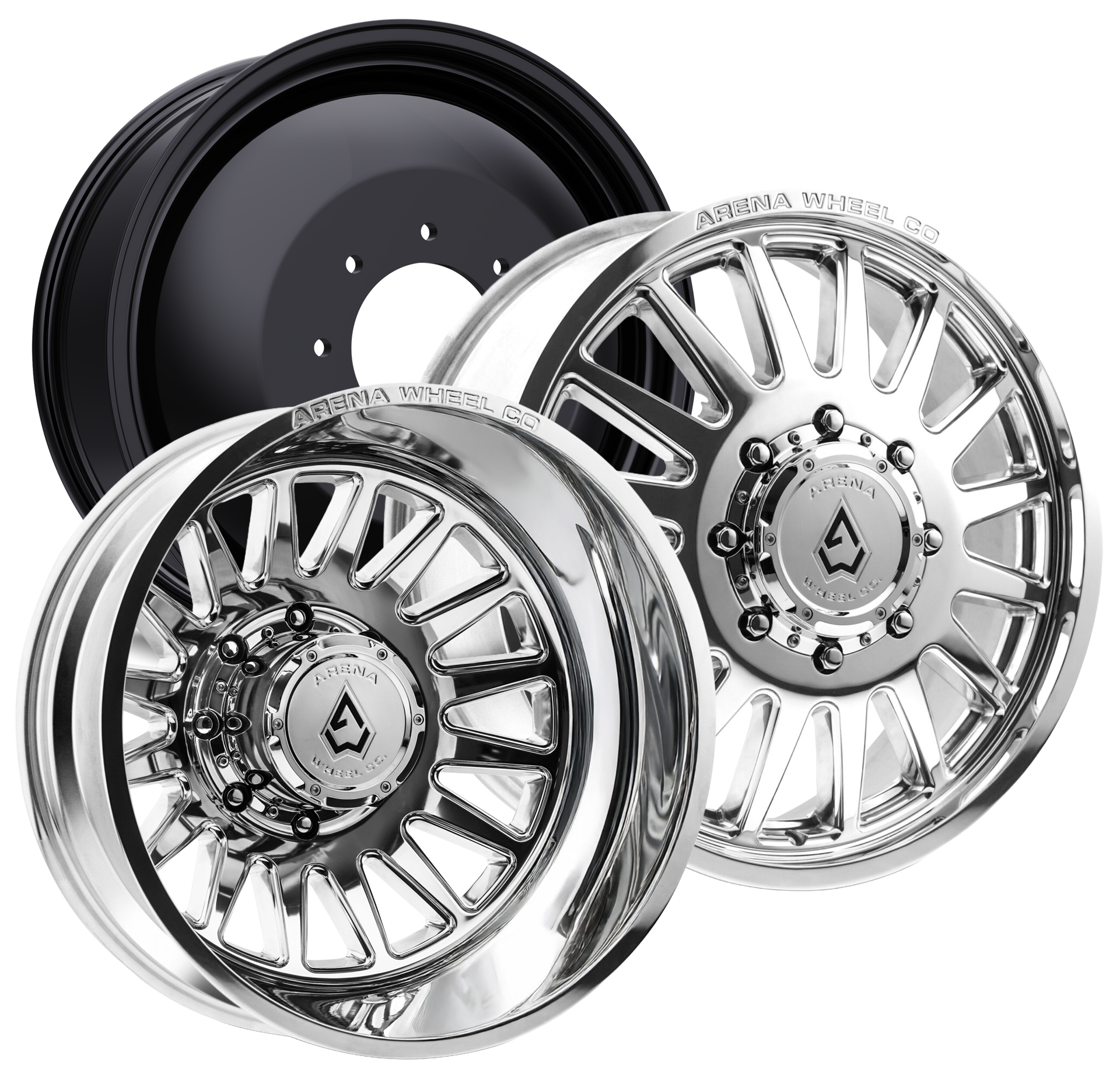 24X8.25 ARENA A110 RIVAL DUALLY WHEELS 8X200 - POLISHED - SET OF 6
