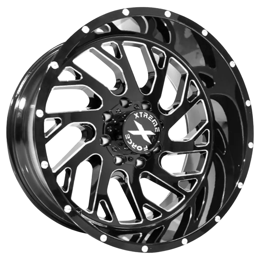 20X10 XTREME FORCE XF-8 WHEELS 6X5.5(139.7) & 6X135 -19 OFFSET - GLOSS BLACK & MILLED