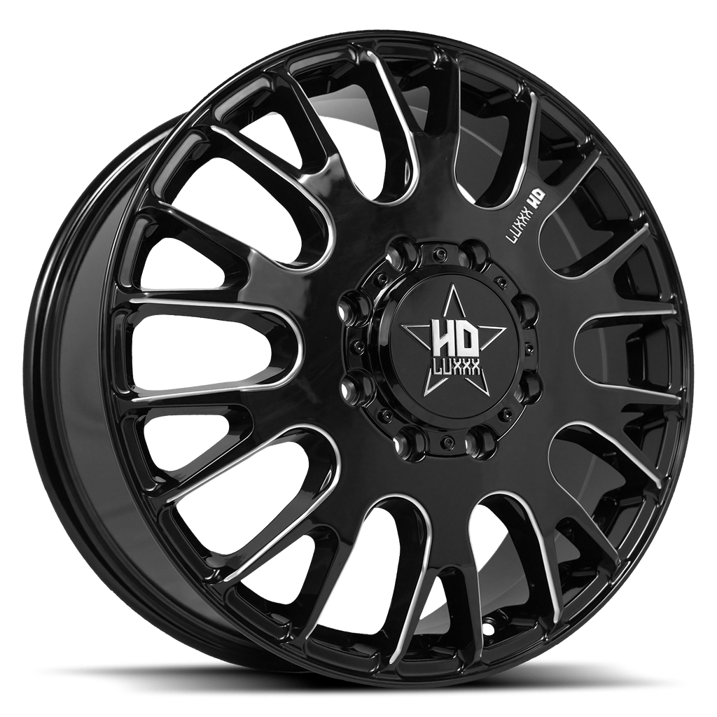 20X8.25 LUXXX HD DUALLY HD34 WITH 8X200 BOLT PATTERN - GLOSS BLACK & MILLED