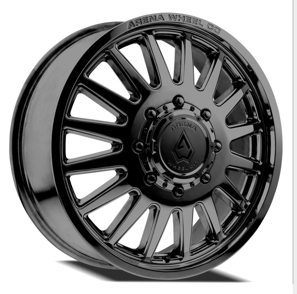 24X8.25 ARENA A110 RIVAL DUALLY WHEELS 8X200 - GLOSSY BLACK - SET OF 6