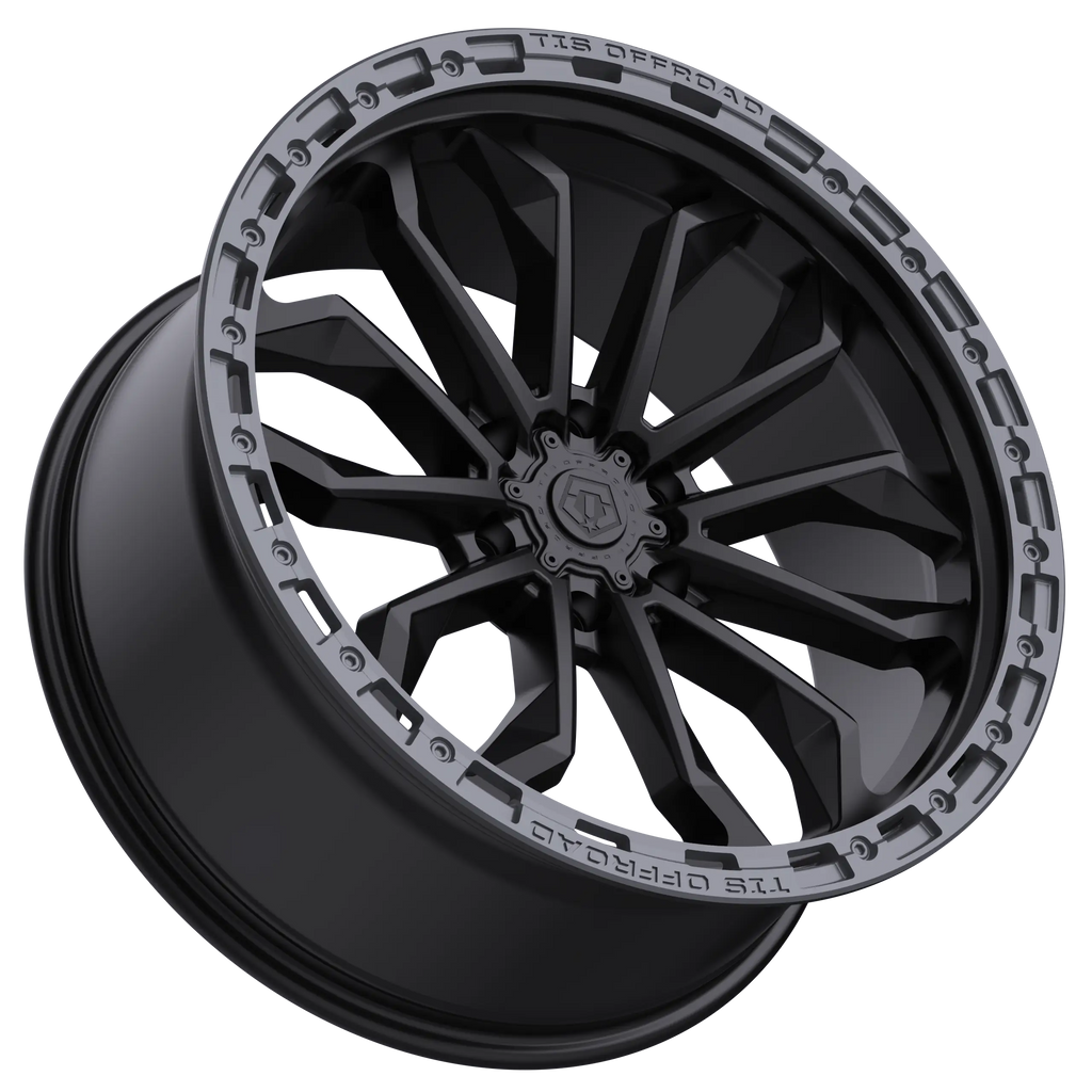 17X9 TIS 556BA OFF-ROAD WHEELS - 6X5.50 WITH -12 OFFSET - BLACK WITH ANTHRACITE LIP RING