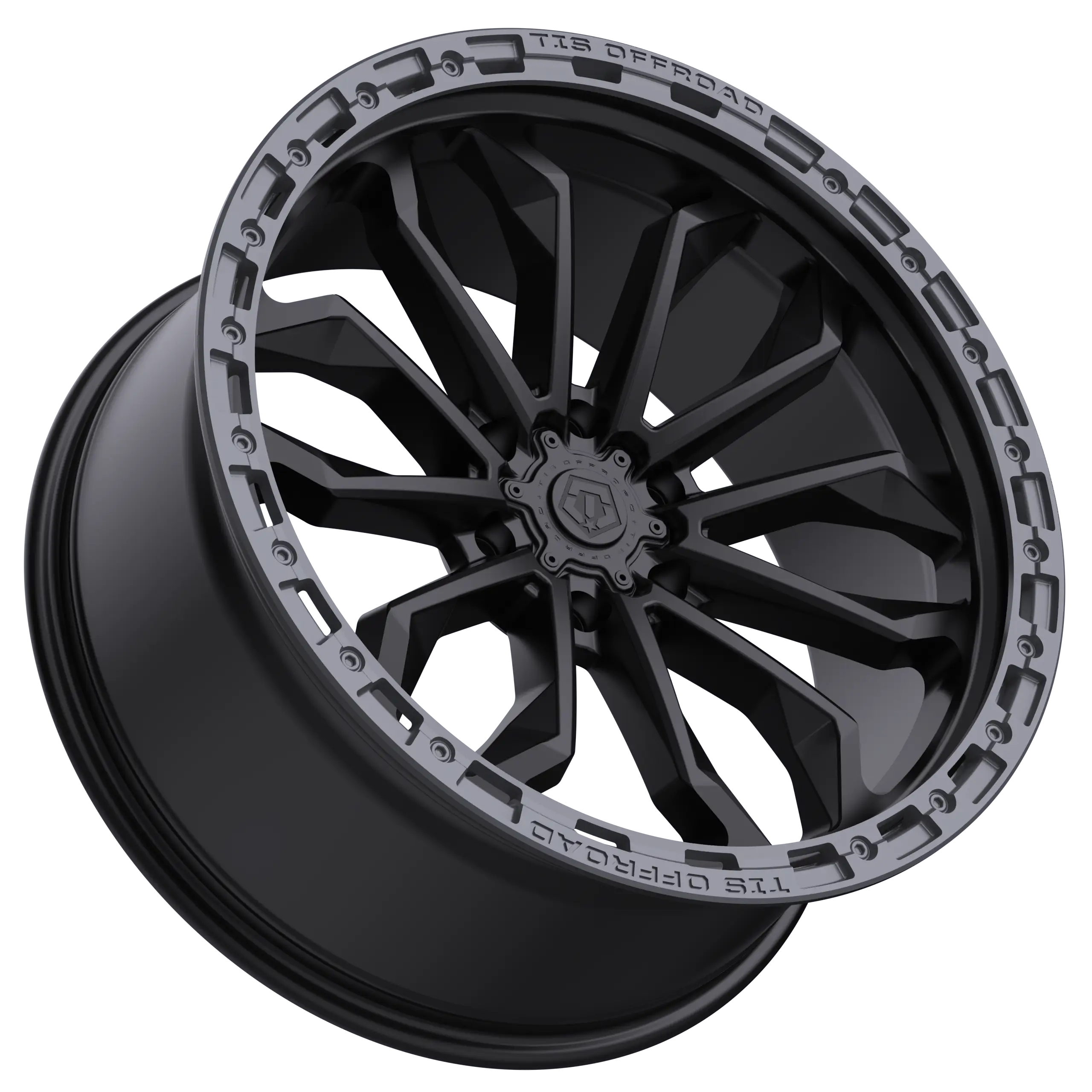 17X9 TIS 556BA OFF-ROAD WHEELS - 5X5.00 WITH -12 OFFSET - BLACK WITH ANTHRACITE LIP RING
