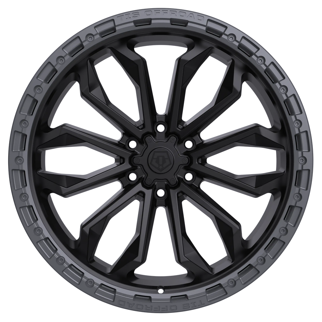 20X10 TIS OFF-ROAD 556BA WHEELS 8X6.5(165.1) -20 OFFSET - BLACK WITH ANTHRACITE LIP RING