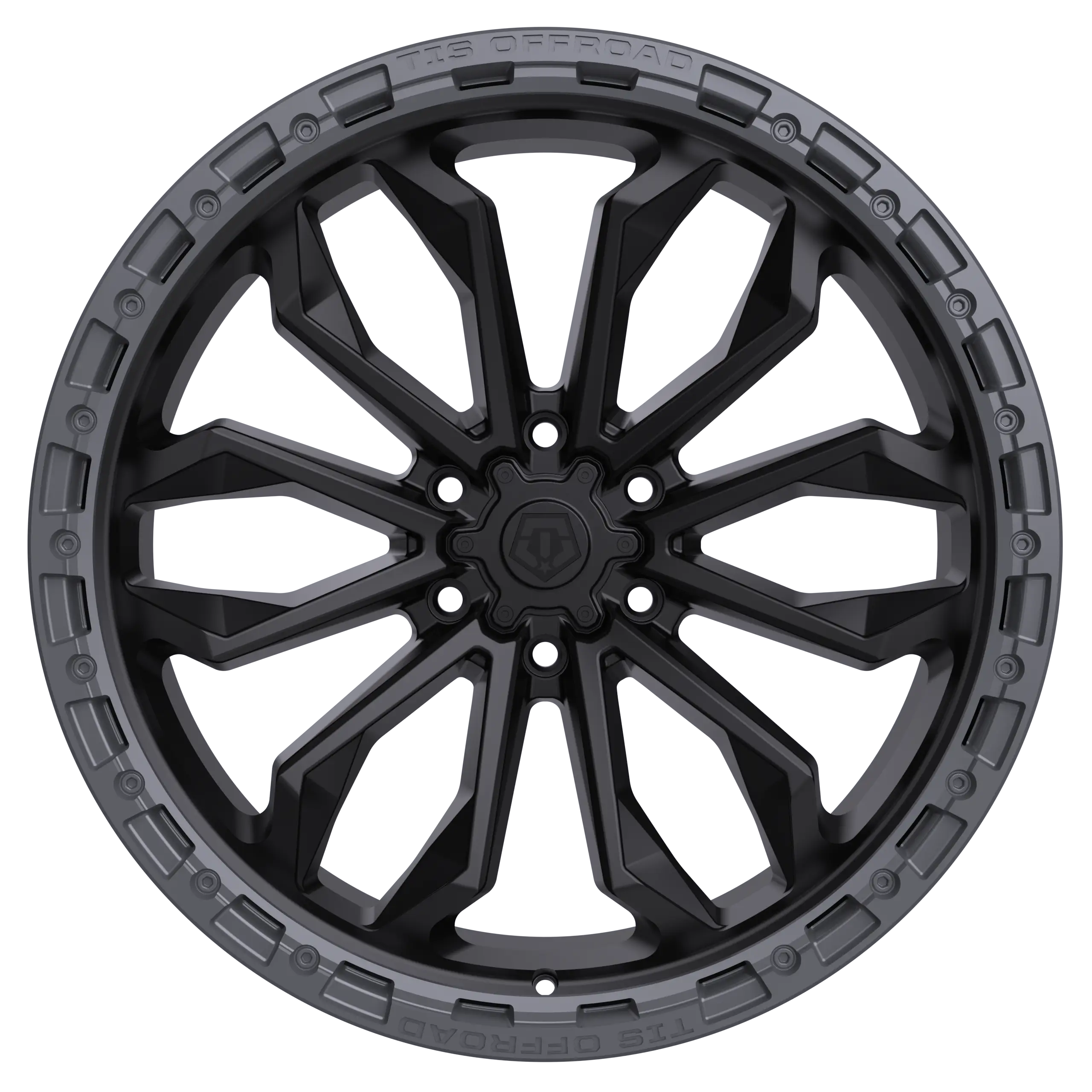 17X9 TIS 556BA OFF-ROAD WHEELS - 5X5.00 WITH -12 OFFSET - BLACK WITH ANTHRACITE LIP RING