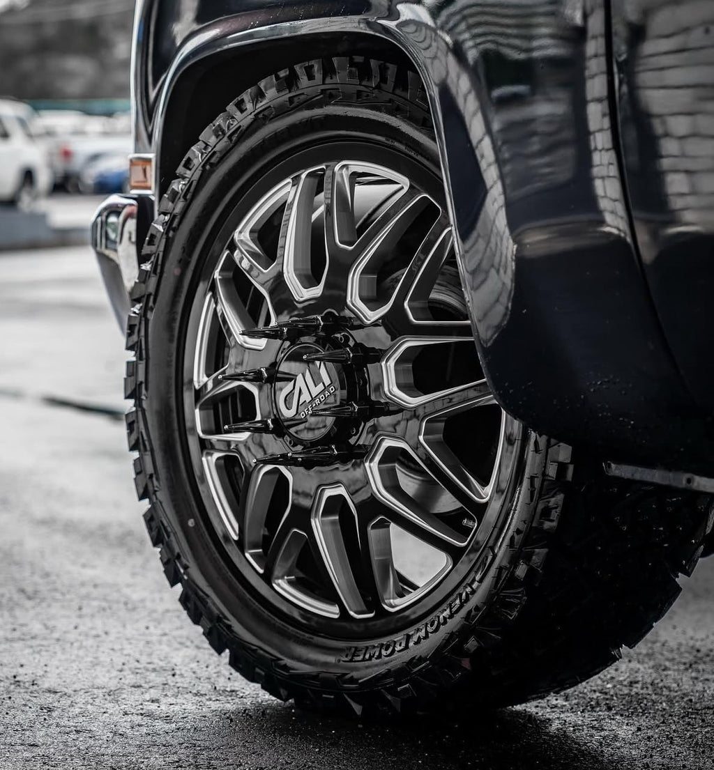 CALI OFF-ROAD INVADER 9115D DUALLY WHEELS 8X200 - GLOSS BLACK & MILED - SET OF 6