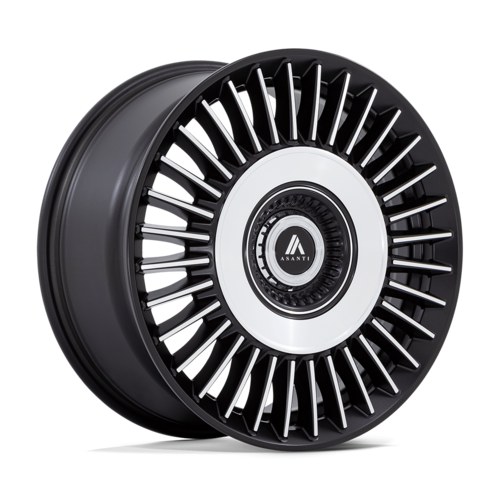 Asanti Black AB040 Tiara 22-Inch Satin Black Bright Mach Face Wheel with 5x115/120 Bolt Pattern and +15 Offset