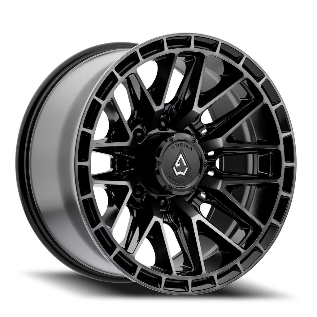 ARENA A114 BATTLE WHEELS 8X180 - GLOSSY BLACK MACHINED DDT FACE AND LIP