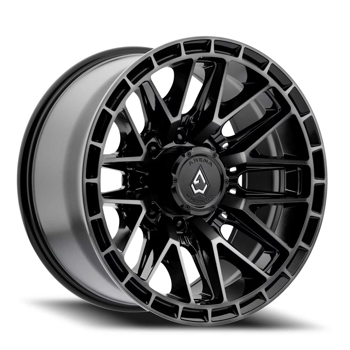 ARENA A114 BATTLE WHEELS 8X180 - GLOSSY BLACK MACHINED DDT FACE AND LIP
