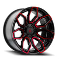 ARENA A116 COBRA WHEELS 5X5.0(127) - GLOSSY BLACK MACHINE RED TINT