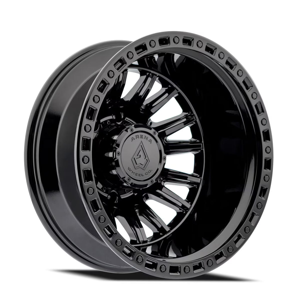 22X8.25 ARENA A103 MISSION DUALLY WHEELS 8X210 - GLOSSY BLACK - SET OF 6