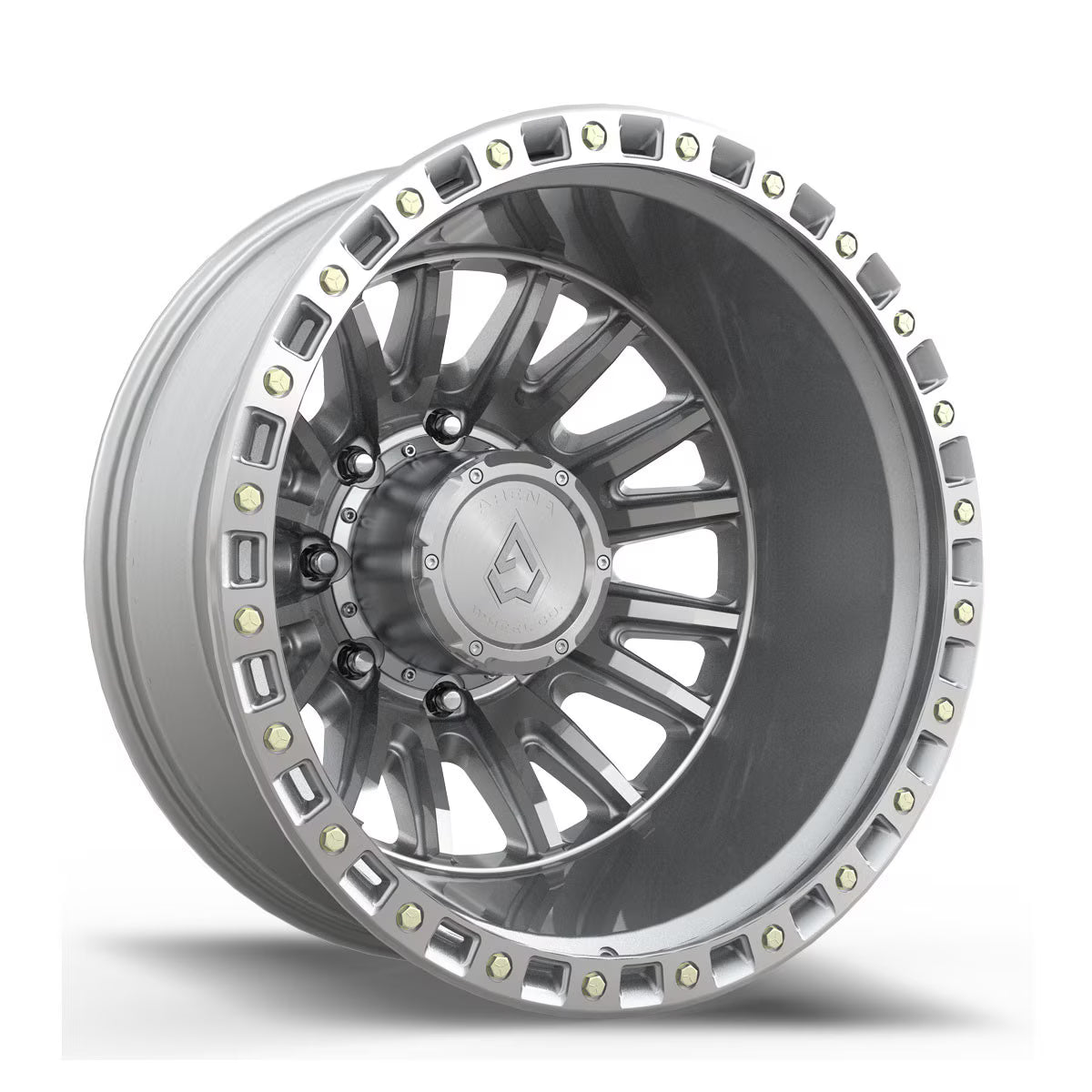 22X8.25 ARENA A103 MISSION DUALLY WHEELS 8X210 - GLOSS SILVER MACHINED