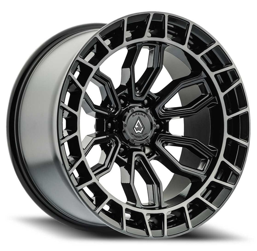ARENA A102 RECON WHEELS 6X135 - GLOSS BLACK WITH MACHINED DDT LIP