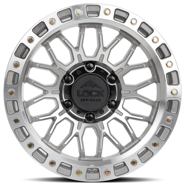 17X9 LOCK OFF-ROAD COMBAT WHEELS - 6X5.50 WITH -12 OFFSET - SILVER MACHINED