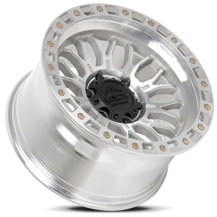 17X9 LOCK OFF-ROAD COMBAT WHEELS - 6X5.50 WITH -12 OFFSET - SILVER MACHINED