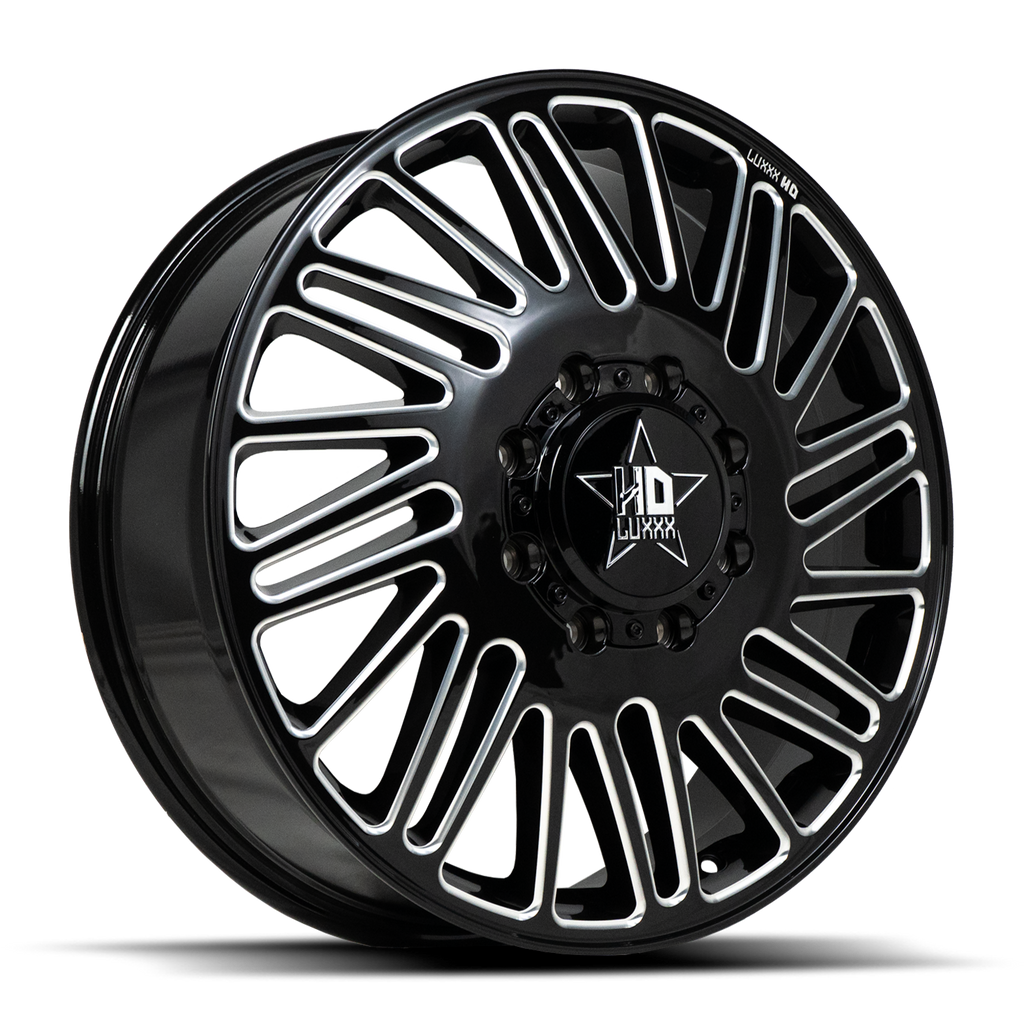 20X8.25 LUXXX HD DUALLY HD19 WITH 8X200 BOLT PATTERN - GLOSS BLACK & MILLED