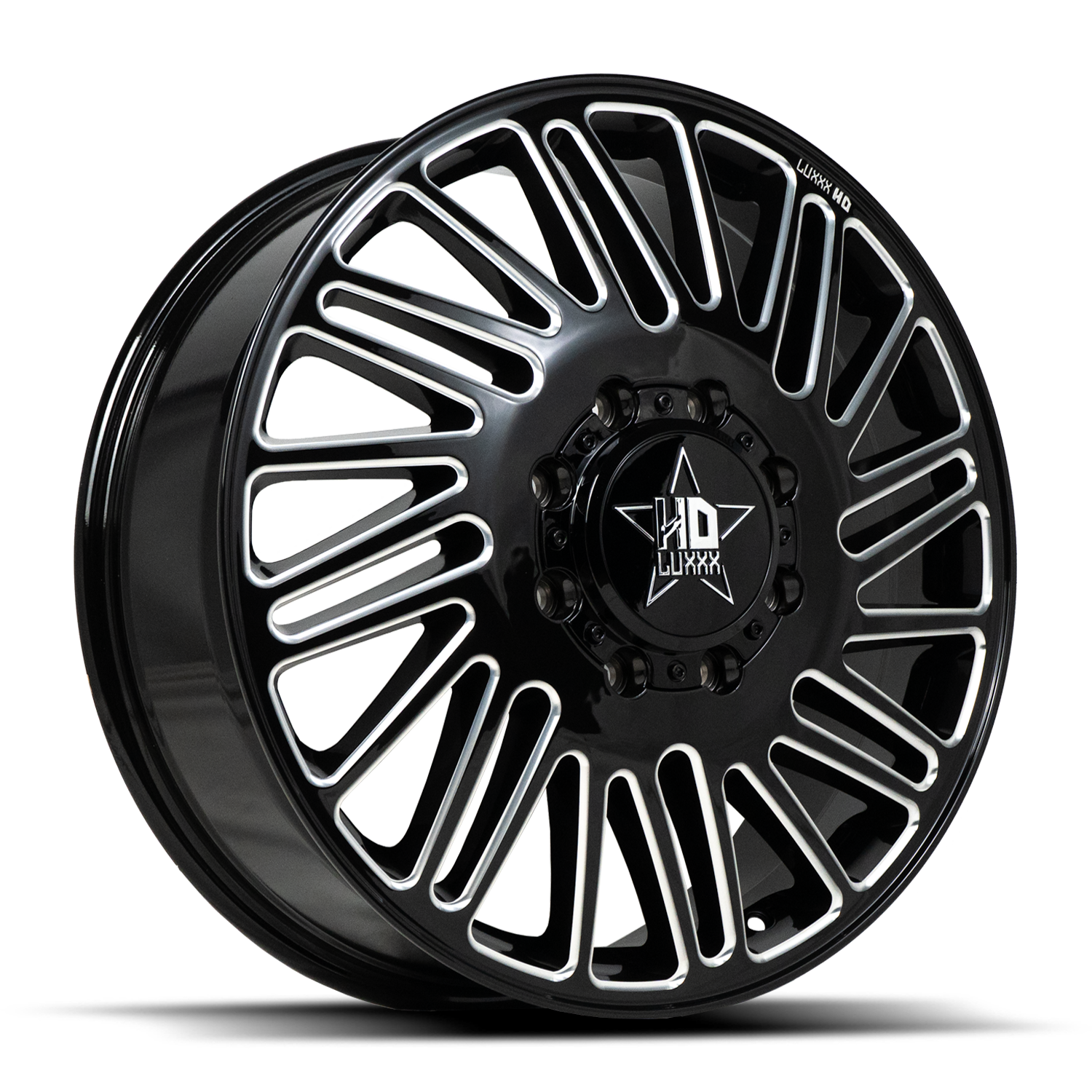 20X8.25 LUXXX HD DUALLY HD19 WITH 8X200 BOLT PATTERN - GLOSS BLACK & MILLED