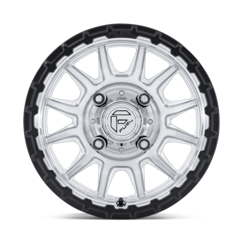 Fuel UTV Piston Wheel 15x7 4x156 +38mm Hyper Silver Machined with Matte Black Lip