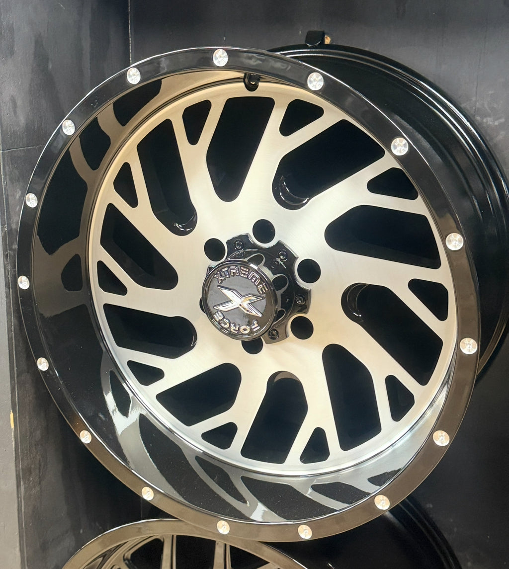 20X10 XTREME FORCE XF-8 WHEELS 6X5.5(139.7) -19 OFFSET - GLOSS BLACK & MACHINED FACE