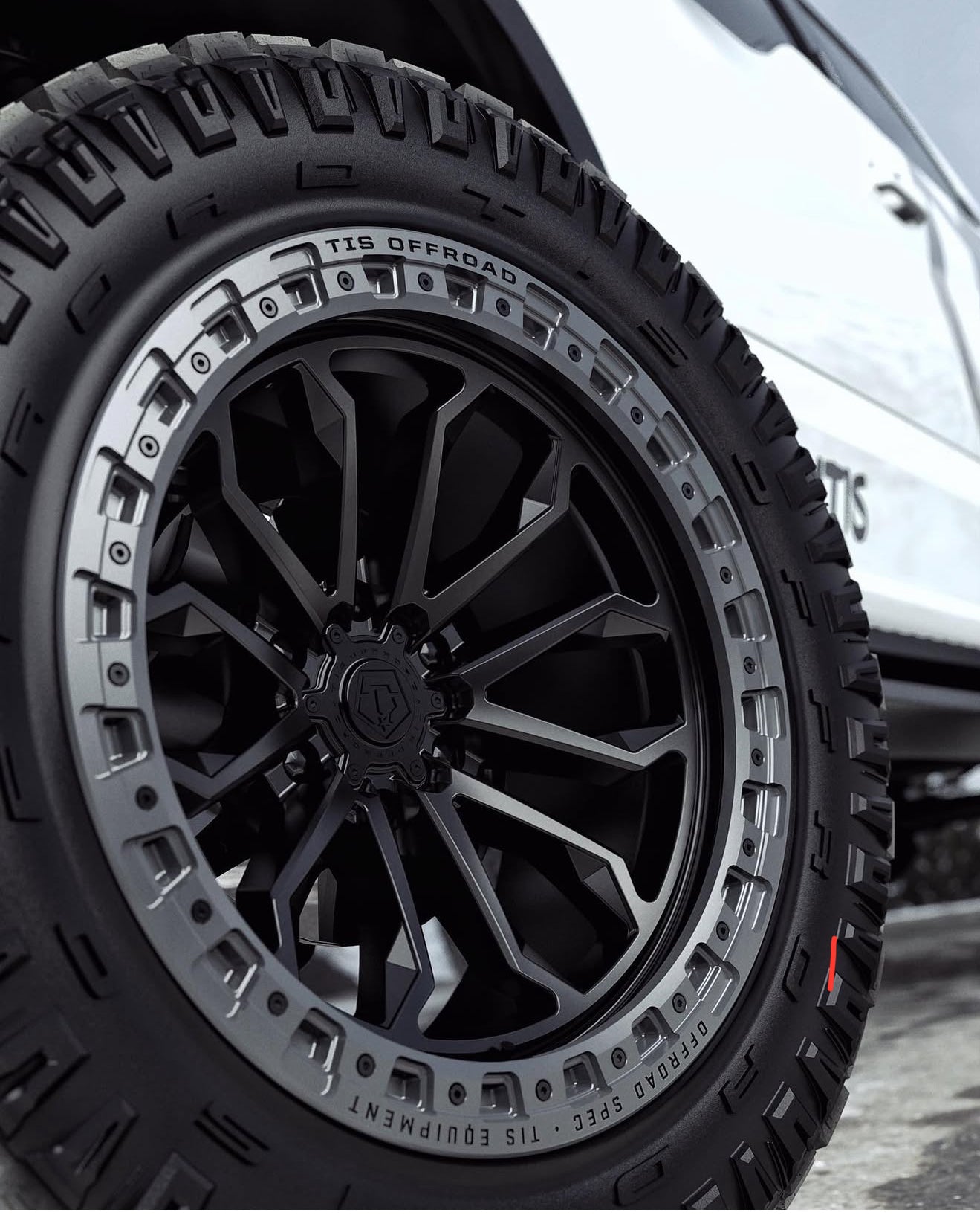 20X10 TIS 556BA OFF-ROAD WHEELS - 6X5.50 WITH -19 OFFSET - BLACK WITH ANTHRACITE LIP RING