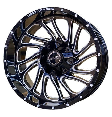 22X12 LEGION OFF-ROAD L2 WHEELS, -44 Offset, 8X170, GLOSS BLACK & MILLED