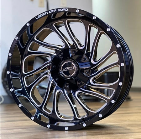 22X12 LEGION OFF-ROAD L2 WHEELS, -44 Offset, 8X170, GLOSS BLACK & MILLED