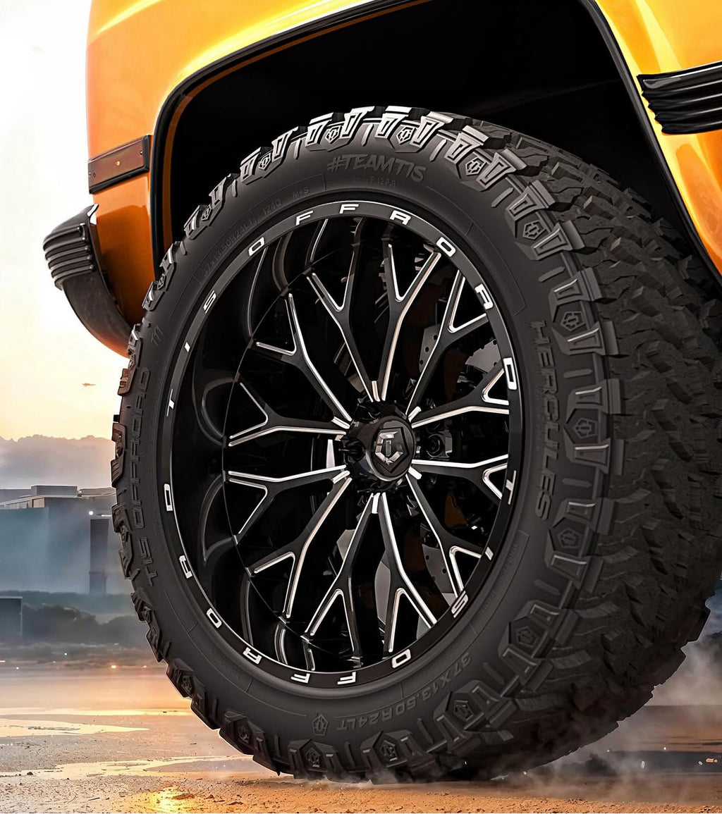 22X12 TIS OFF-ROAD 565BM WHEELS 8X180 -44 OFFSET - GLOSS BLACK & MILLED