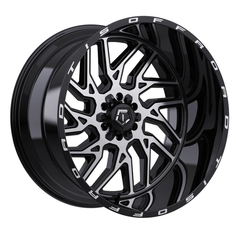 22X12 TIS 544MB WHEELS 6X5.5(139.7) & 6X135 -44 OFFSET - GLOSS BLACK & MACHINED FACE