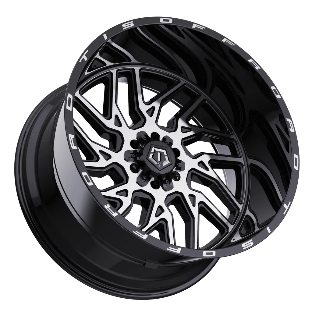 22X12 TIS 544MB WHEELS 6X5.5(139.7) & 6X135 -44 OFFSET - GLOSS BLACK & MACHINED FACE