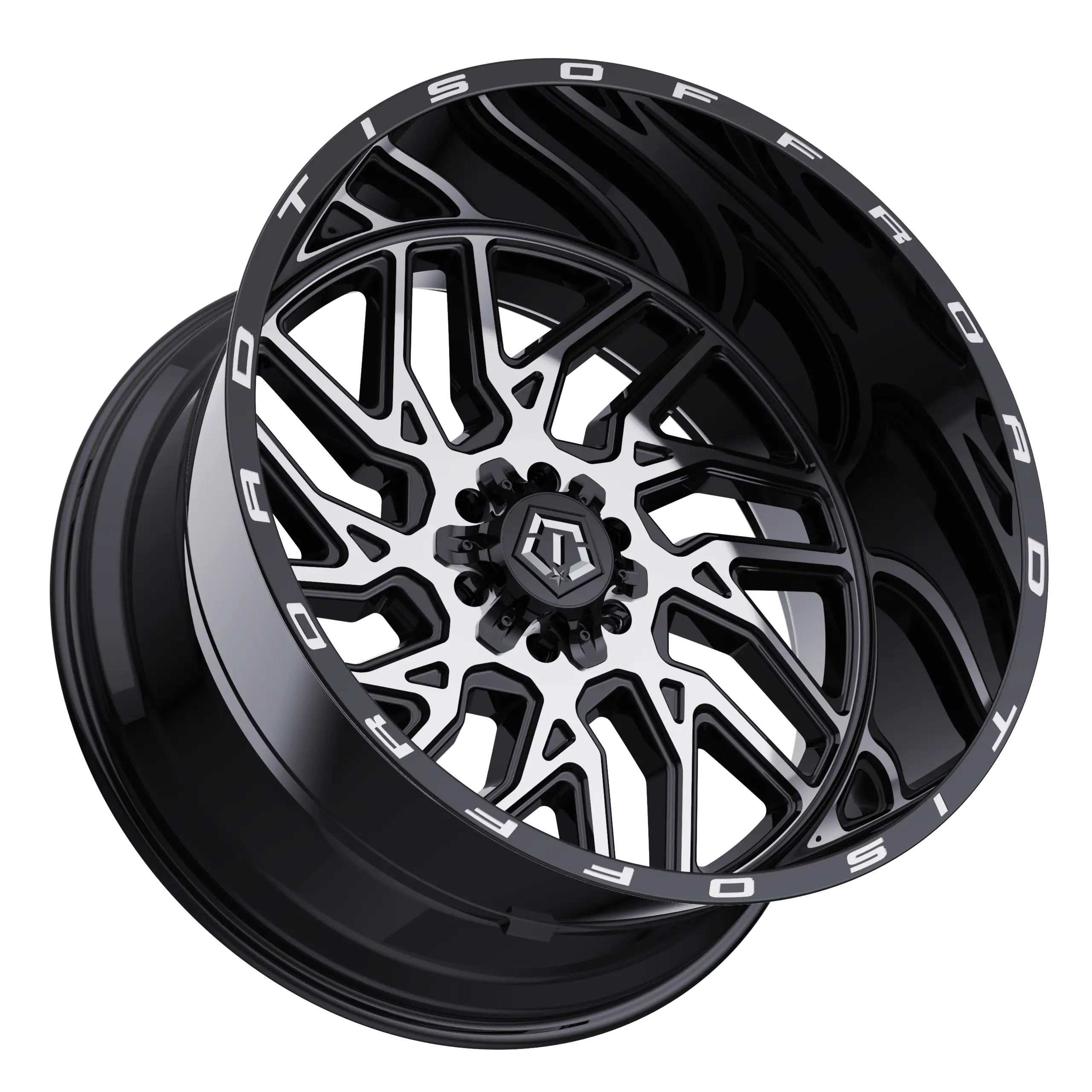 22X12 TIS 544MB WHEELS 6X5.5(139.7) & 6X135 -44 OFFSET - GLOSS BLACK & MACHINED FACE