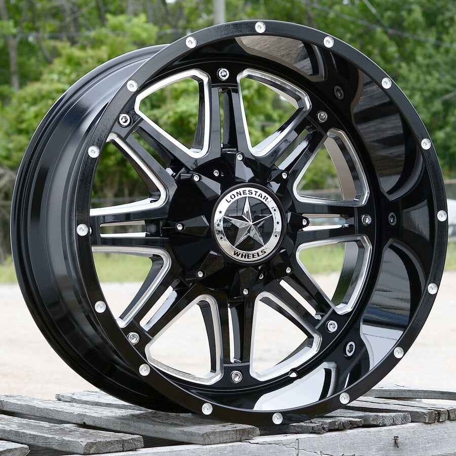 22X12 LONESTAR OUTLAW WHEELS 6X5.5(139.7) & 6X135 -44 Offset