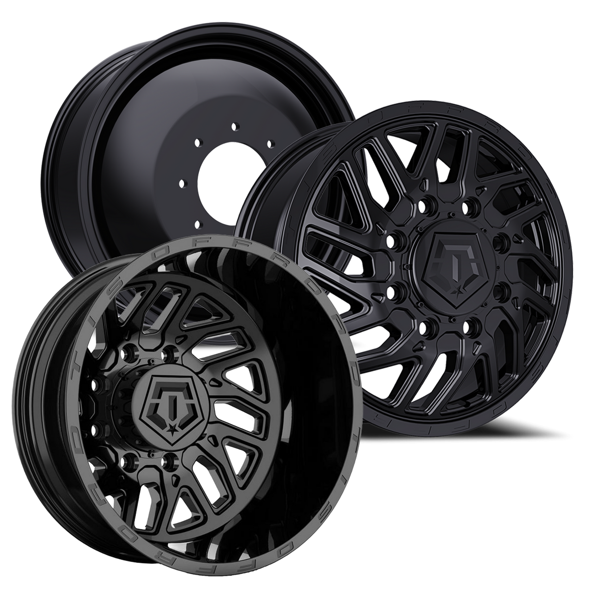544b Rims TIS 544B DUALLY WHEELS 8X210 - GLOSS BLACK - SET OF 6 – OSO Custom ...