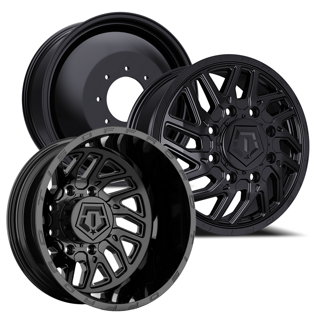 TIS 544B DUALLY WHEELS 8X200 - GLOSS BLACK - SET OF 6