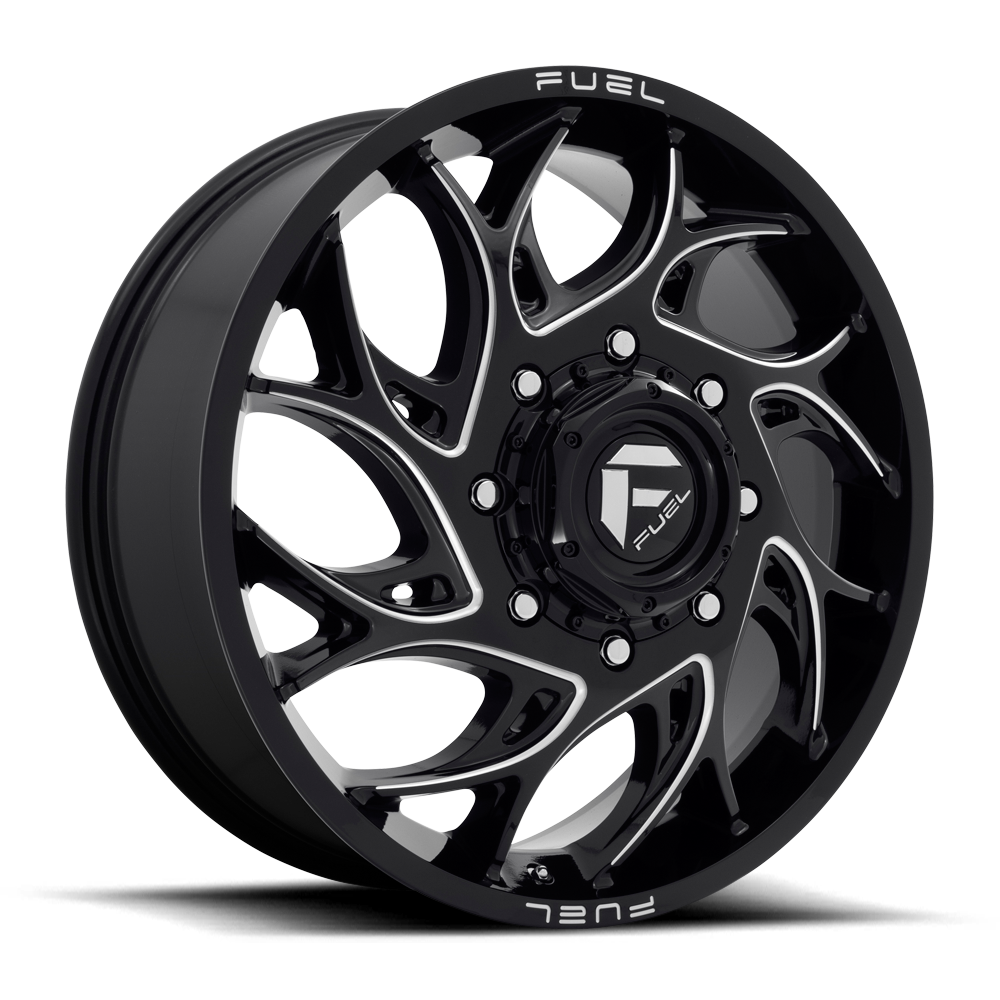 FUEL RUNNER D741 DUALLY WHEELS 8X200 - GLOSS BLACK & MILLED - SET OF 6