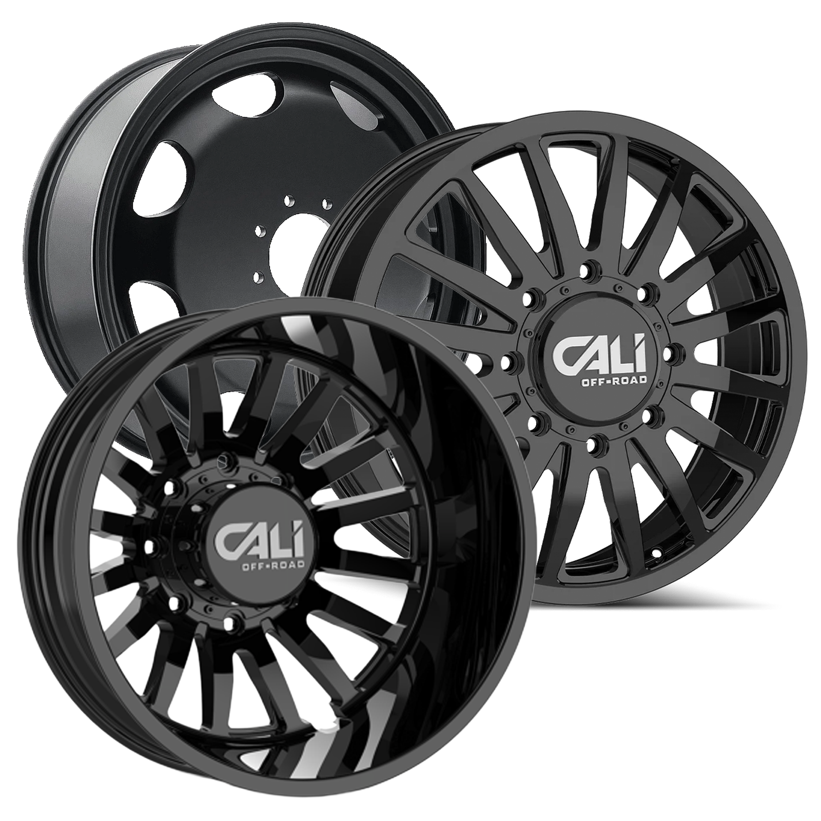 CALI OFF-ROAD SUMMIT 9110D DUALLY WHEELS 8X200 - GLOSS BLACK - SET OF 6