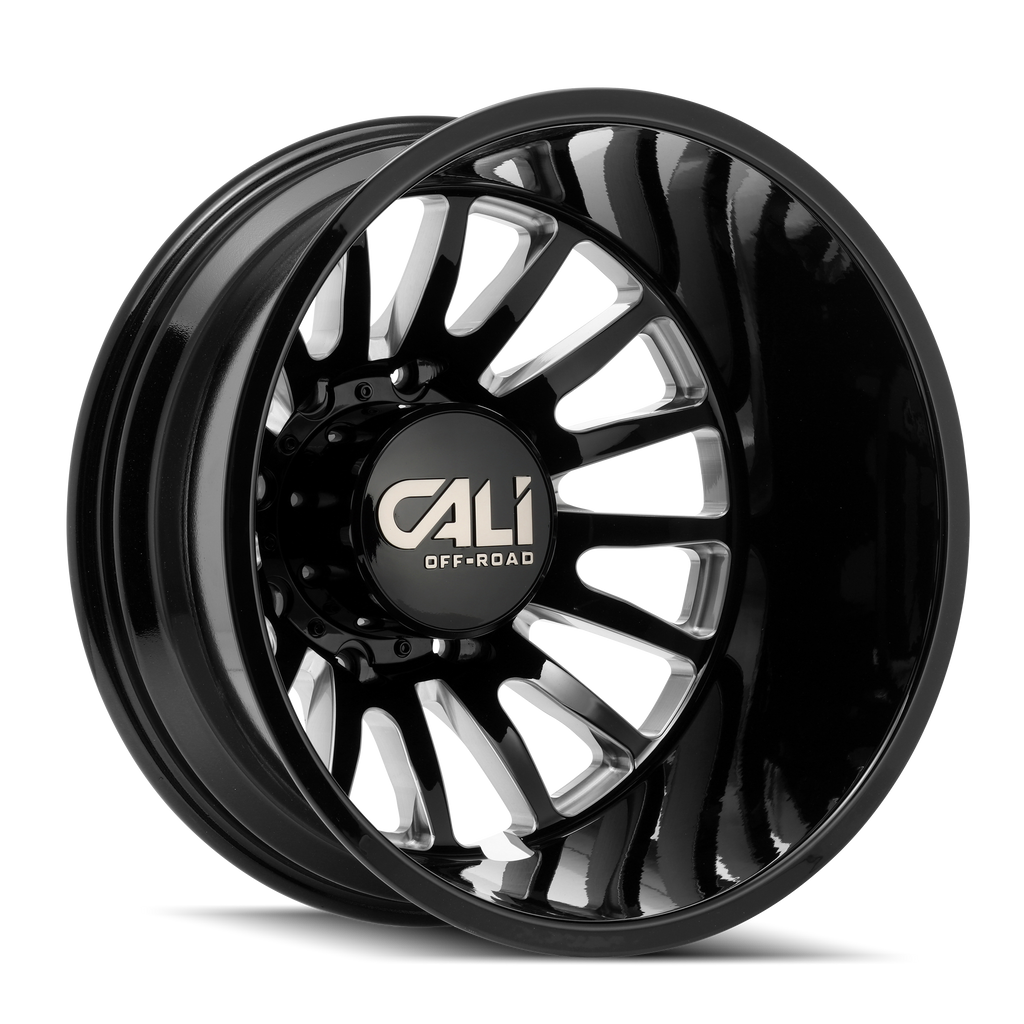 CALI OFF-ROAD SUMMIT 9110 DUALLY WHEELS 8X200 - GLOSS BLACK & MILED - SET OF 6