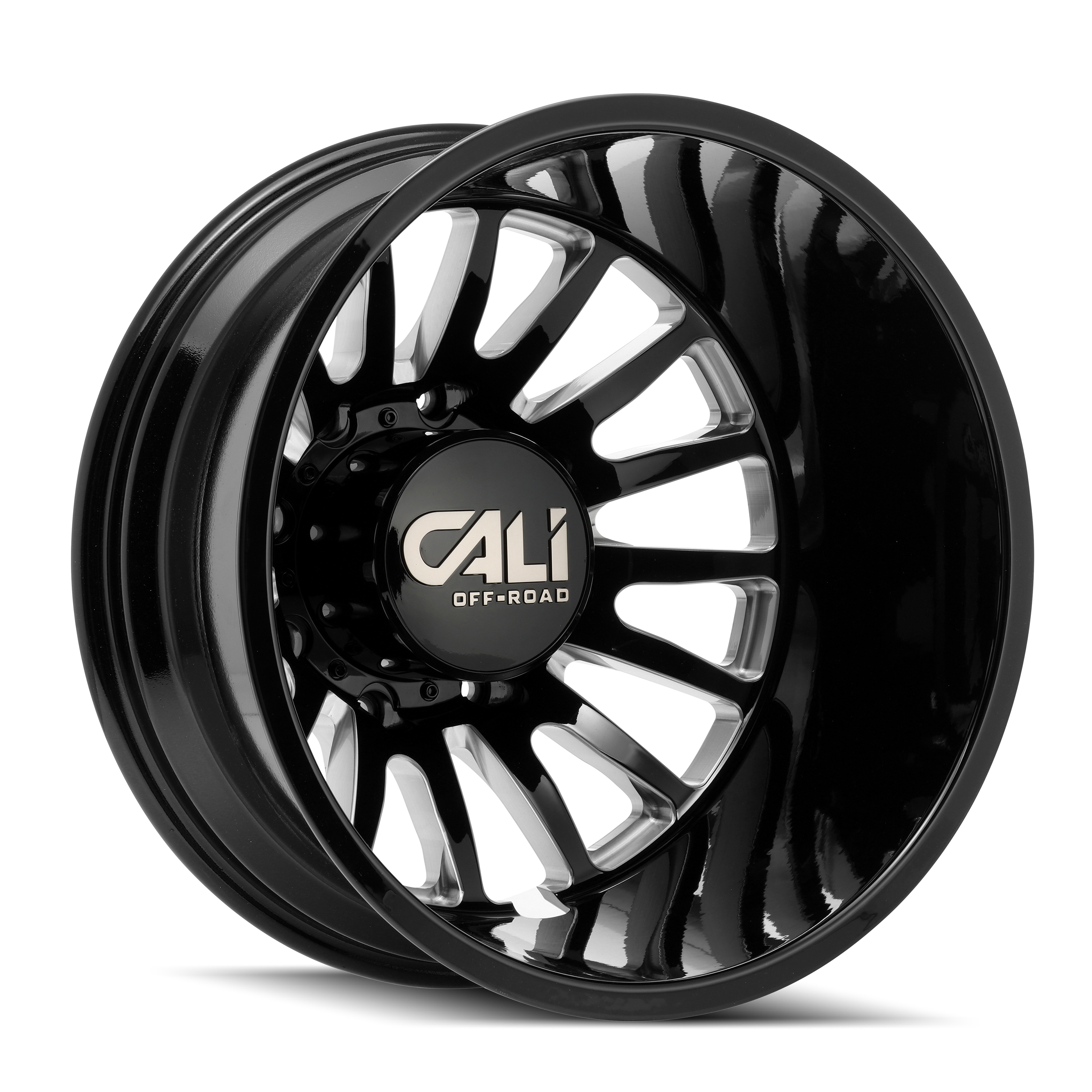 CALI OFF-ROAD SUMMIT 9110 DUALLY WHEELS 8X200 - GLOSS BLACK & MILED - SET OF 6